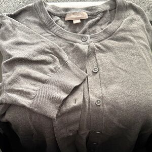 Woman Within Gray Button-Up short Sleeve Cardigan